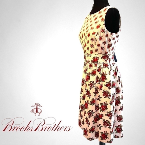 COPY BROOKS BROTHERS Stunning Red Floral Print Dress Size 6 - Picture 3 of 8